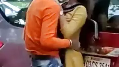 Desi couples erotic romance in a public area