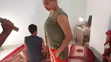 Big-tittied Desi whore likes to be recorded when fucking bros in MMF
