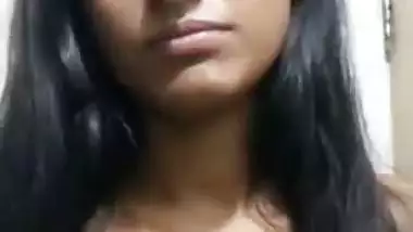 Small boobs college girl topless on a viral video call