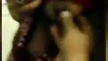 Shop staff lady showing boobs