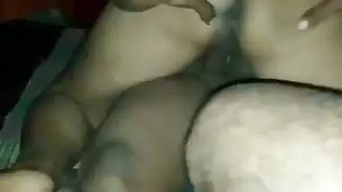 Husband fucks wife and Sali together during a threesome sex