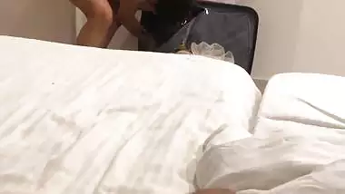 Wife in hotel room during honeymoon walks nude