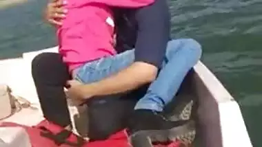 Young Desi couple tenderly makes out during outdoor trip on XXX boat