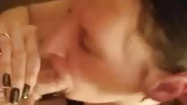 Draining my balls down the throat of Sexeesavage a.k.a. my little Native American fuck slut ;)