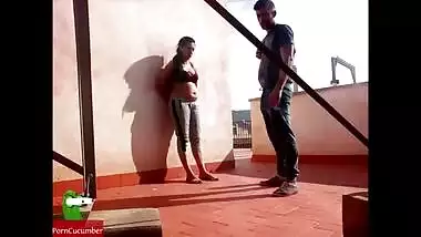 Bangladeshi porn of a milf and a guy fucking on the terrace
