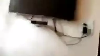 Small boobs girlfriend gives blowjob and sucks balls