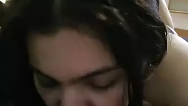 Cute girl sucking dick and balls of boyfriend viral MMS