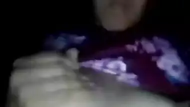 Indian wife hides in the dark performing her sex show with XXX boobs