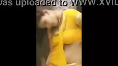 Sexy bhabhi in yellow saree foreplay sex with desi lover of Delhi
