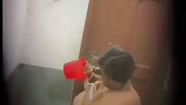 Huge boobs mom pouring water on breasts caught by son