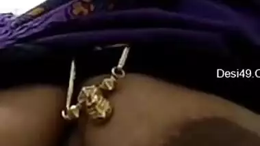 Bored Desi aunty calls the stud to surprise him with big breasts