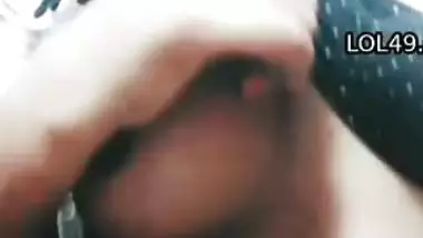 Desi girl in glasses plays with her soft boobs